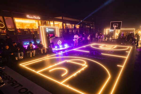 The Hennessy NBA Centre Court, a neon-drenched lifestyle stage 6,000 feet above sea level.