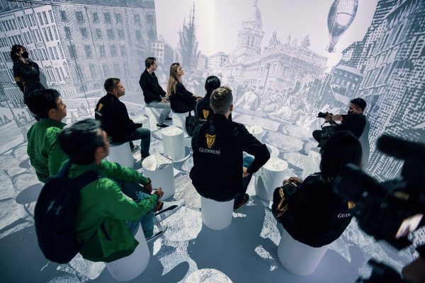 A 360° projection experience has guests completely immersed in the innovative history and legacy of the iconic draught stout.