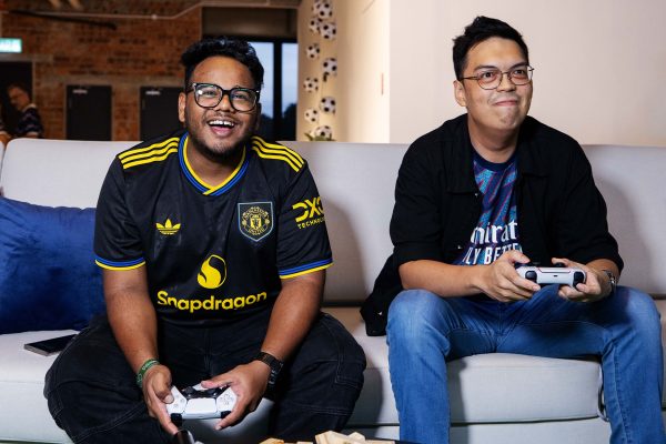 Footie fans battling it out with their favourite teams at the Play Zone.